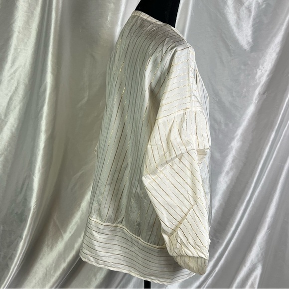 2/$15 Cream Stripe Kimono Duster Cardigan| Open Front Size M| Boho Chic - Picture 4 of 6